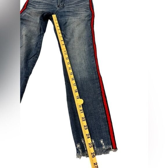 Abercrombie & Fitch A&F Simone High Rise Ankle Tuxedo Red Stripe Jeans Size 6 - Picture 9 of 13